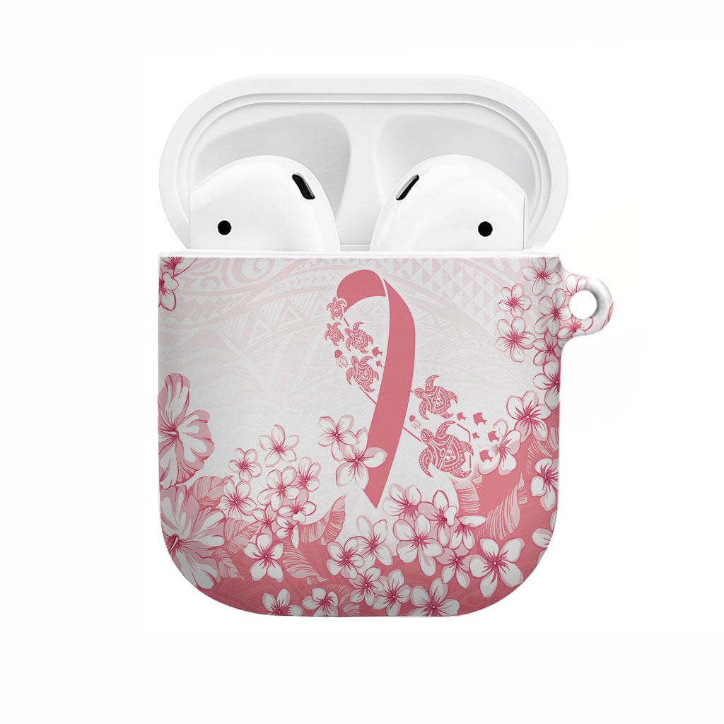 Breast Cancer Awareness Polynesian AirPods Case Floral Pink Ribbon