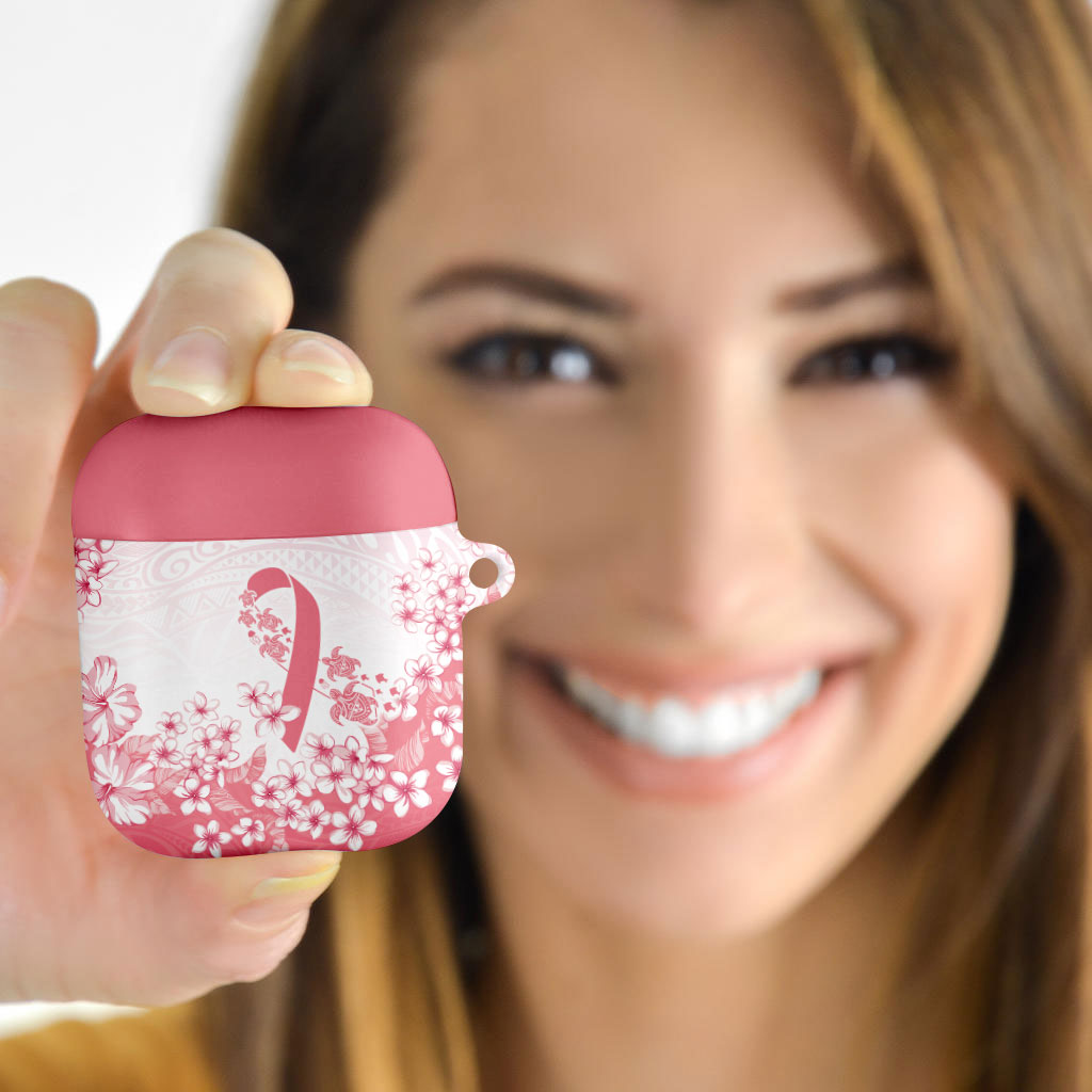 Breast Cancer Awareness Polynesian AirPods Case Floral Pink Ribbon