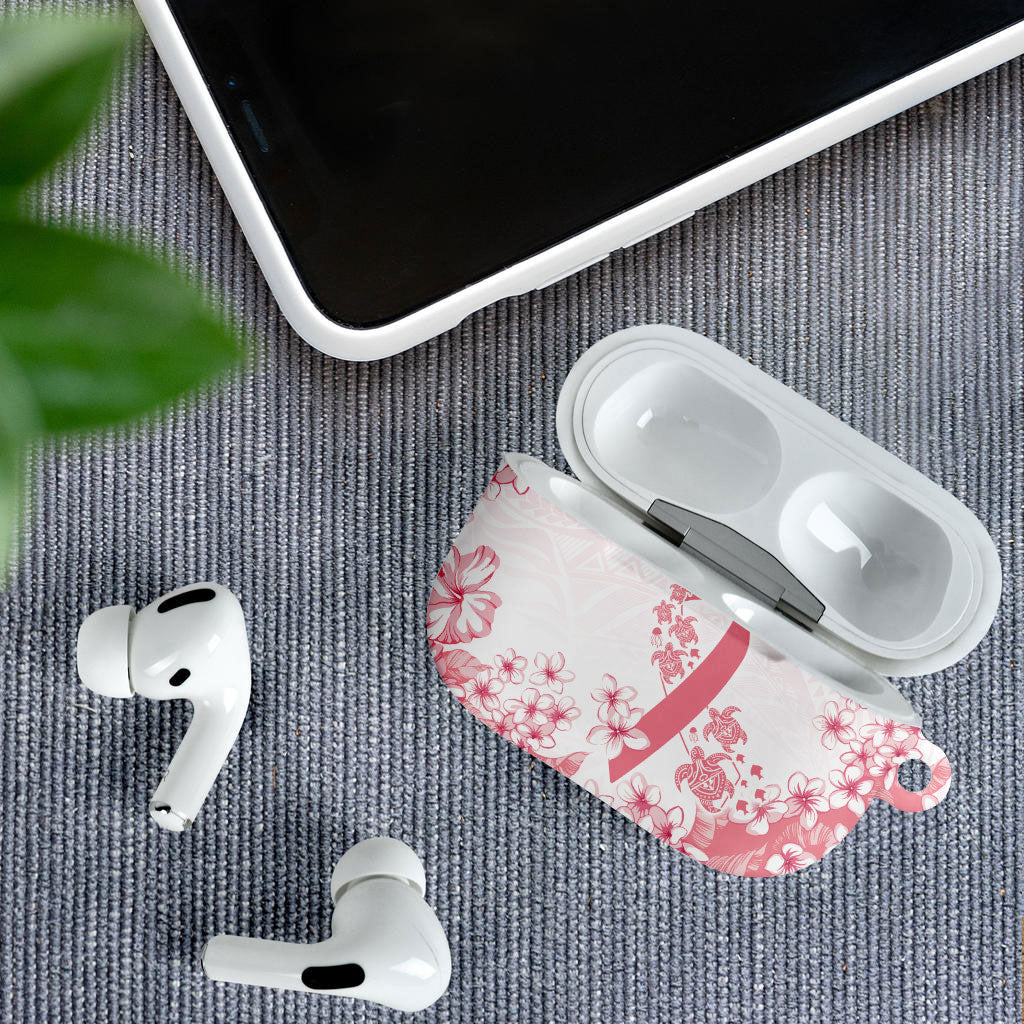 Breast Cancer Awareness Polynesian AirPods Case Floral Pink Ribbon