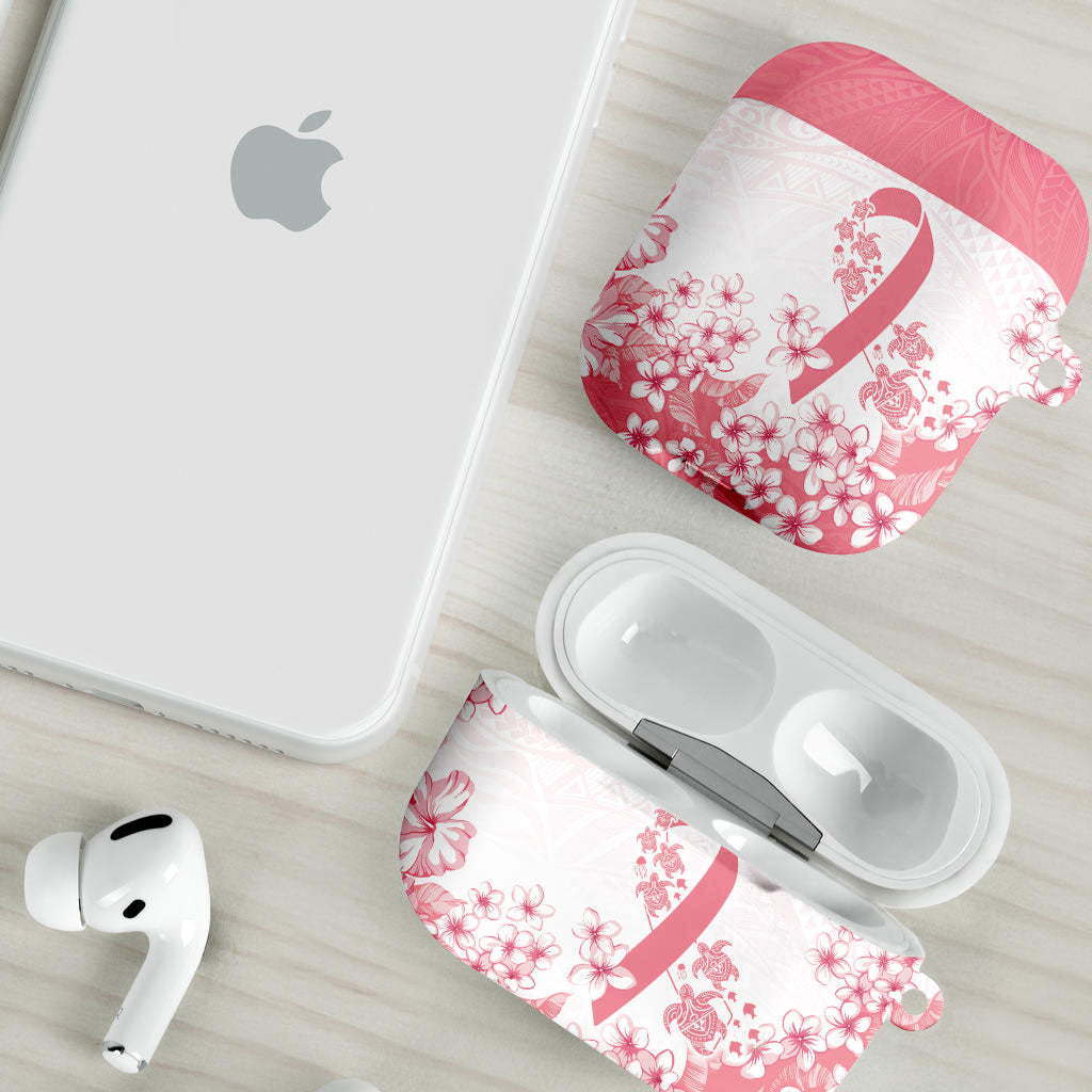 Breast Cancer Awareness Polynesian AirPods Case Floral Pink Ribbon