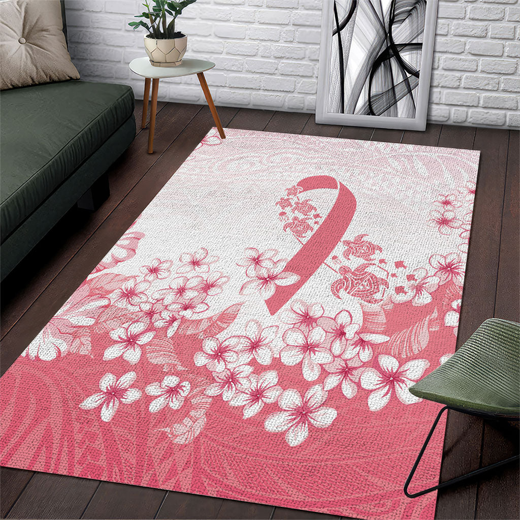 Breast Cancer Awareness Polynesian Area Rug Floral Pink Ribbon