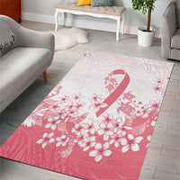 Breast Cancer Awareness Polynesian Area Rug Floral Pink Ribbon