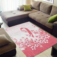 Breast Cancer Awareness Polynesian Area Rug Floral Pink Ribbon