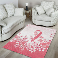 Breast Cancer Awareness Polynesian Area Rug Floral Pink Ribbon