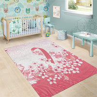 Breast Cancer Awareness Polynesian Area Rug Floral Pink Ribbon