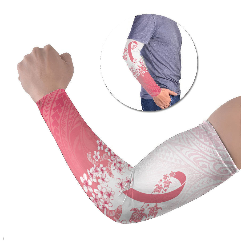 Breast Cancer Awareness Polynesian Arm Sleeves Floral Pink Ribbon