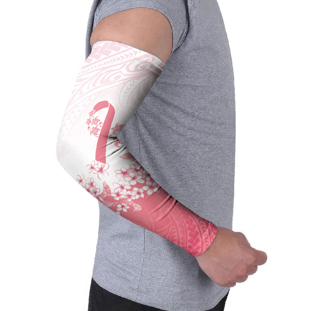 Breast Cancer Awareness Polynesian Arm Sleeves Floral Pink Ribbon