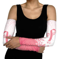 Breast Cancer Awareness Polynesian Arm Sleeves Floral Pink Ribbon