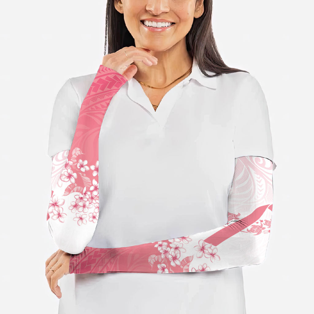 Breast Cancer Awareness Polynesian Arm Sleeves Floral Pink Ribbon