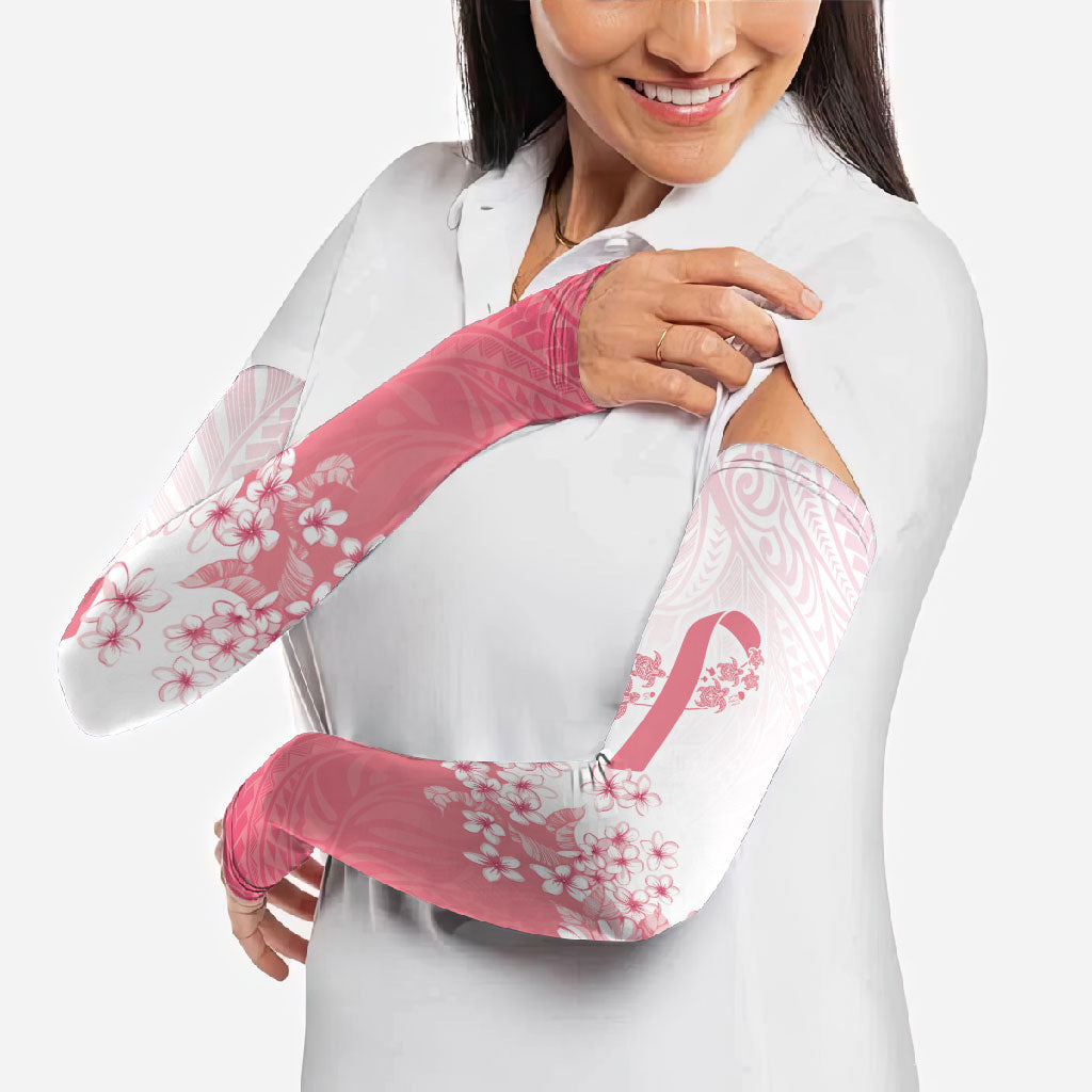 Breast Cancer Awareness Polynesian Arm Sleeves Floral Pink Ribbon