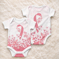 Breast Cancer Awareness Polynesian Baby Onesie Floral Pink Ribbon