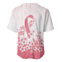 Breast Cancer Awareness Polynesian Baseball Jersey Floral Pink Ribbon