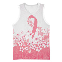 Breast Cancer Awareness Polynesian Basketball Jersey Floral Pink Ribbon