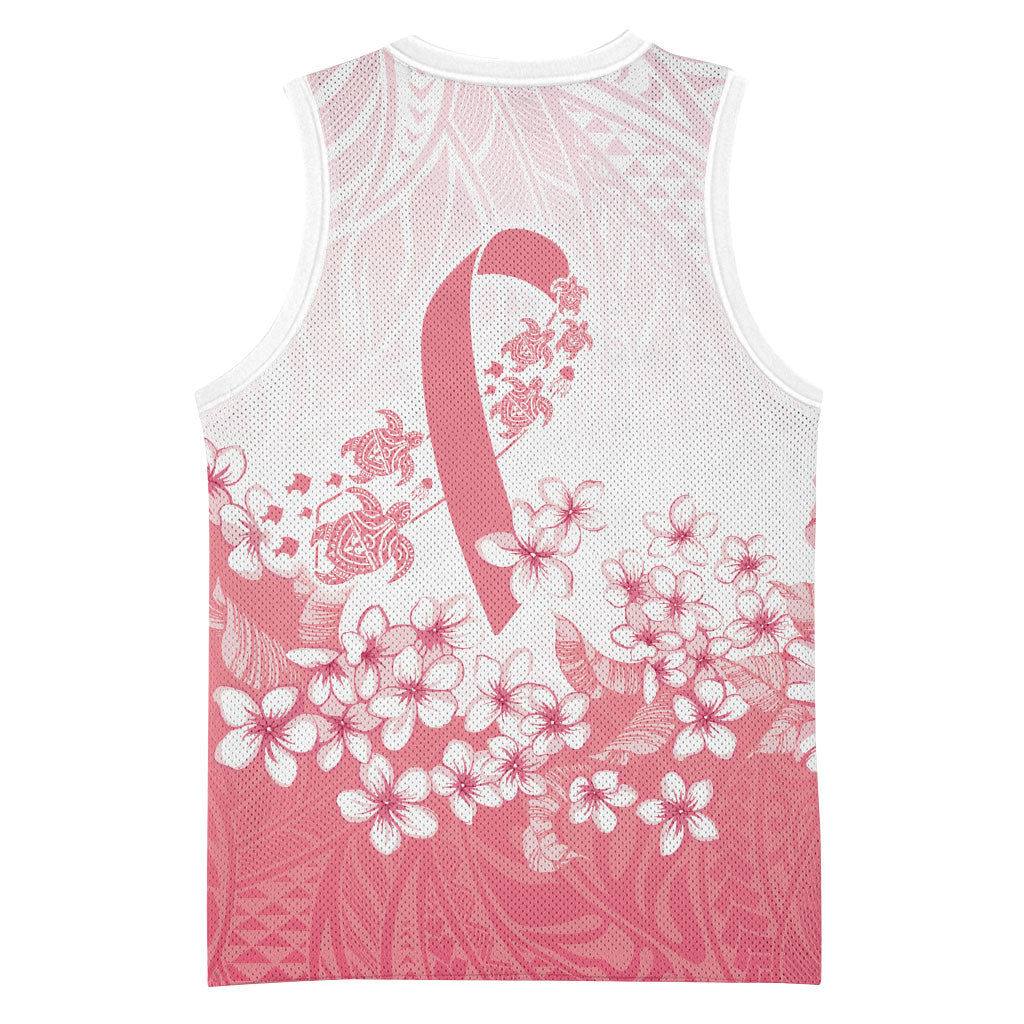 Breast Cancer Awareness Polynesian Basketball Jersey Floral Pink Ribbon