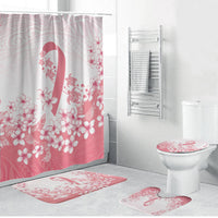 Breast Cancer Awareness Polynesian Bathroom Set Floral Pink Ribbon
