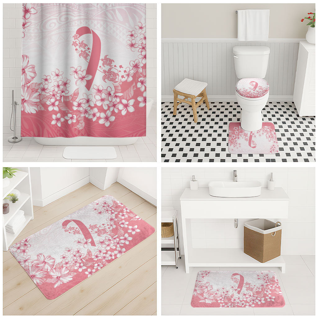 Breast Cancer Awareness Polynesian Bathroom Set Floral Pink Ribbon
