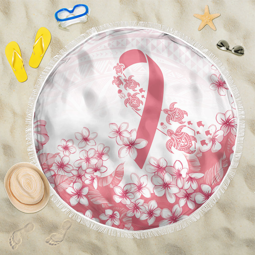 Breast Cancer Awareness Polynesian Beach Blanket Floral Pink Ribbon