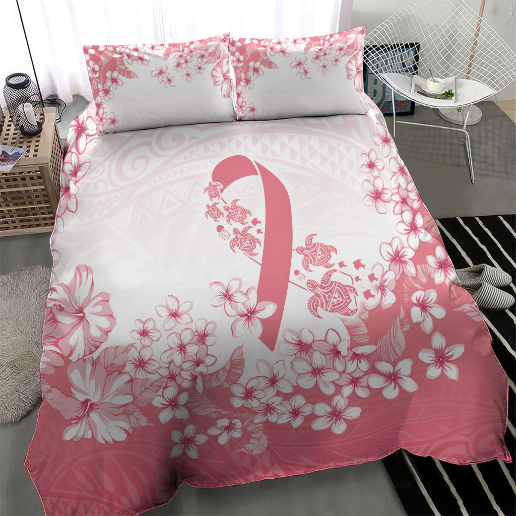 Breast Cancer Awareness Polynesian Bedding Set Floral Pink Ribbon