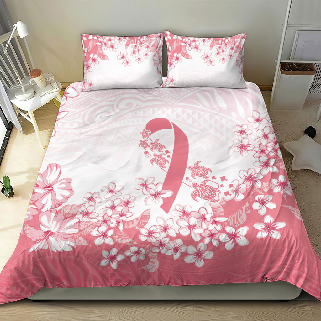 Breast Cancer Awareness Polynesian Bedding Set Floral Pink Ribbon