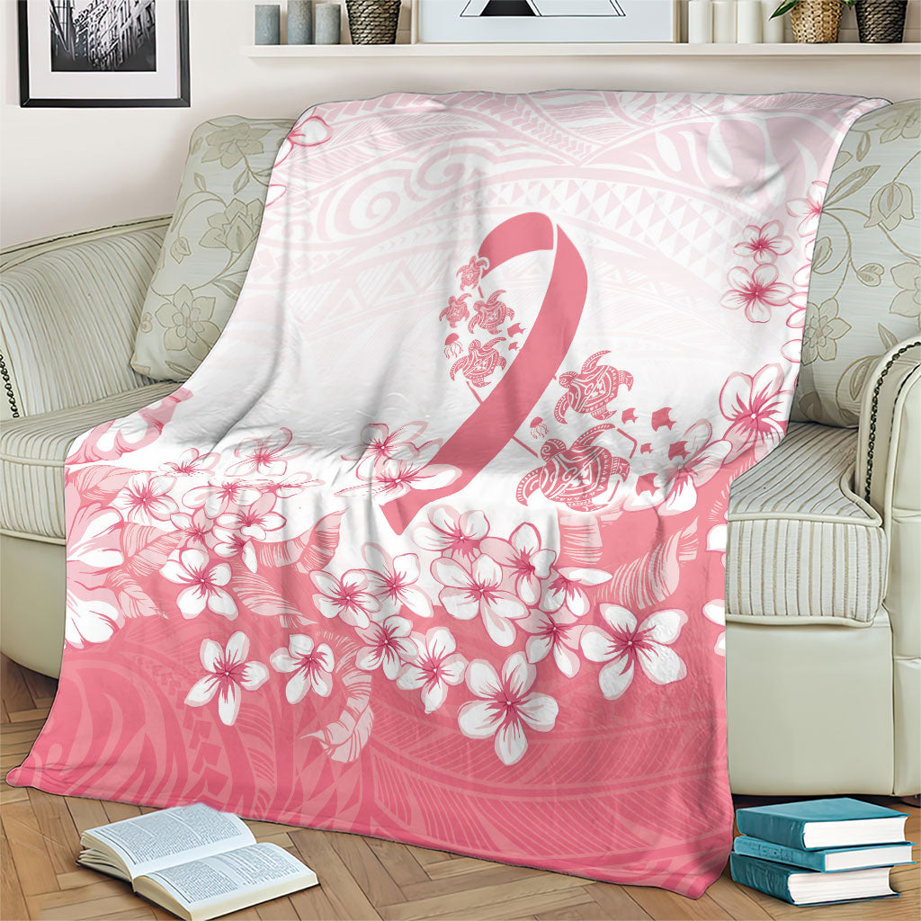 Breast Cancer Awareness Polynesian Blanket Floral Pink Ribbon
