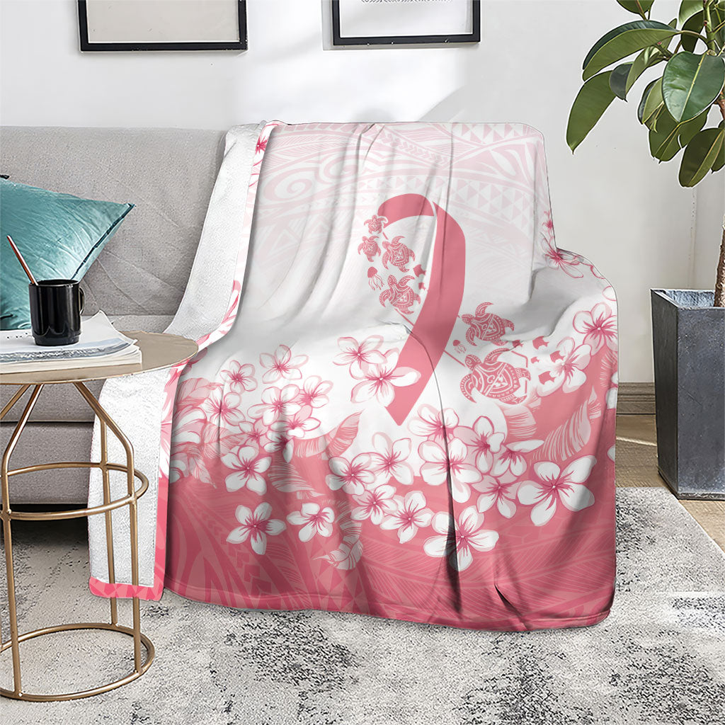Breast Cancer Awareness Polynesian Blanket Floral Pink Ribbon