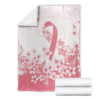 Breast Cancer Awareness Polynesian Blanket Floral Pink Ribbon