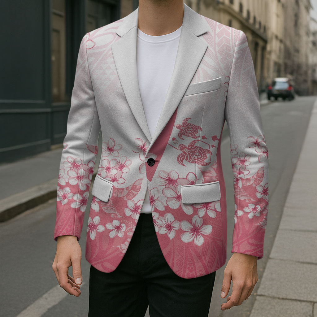 Breast Cancer Awareness Polynesian Blazer Floral Pink Ribbon