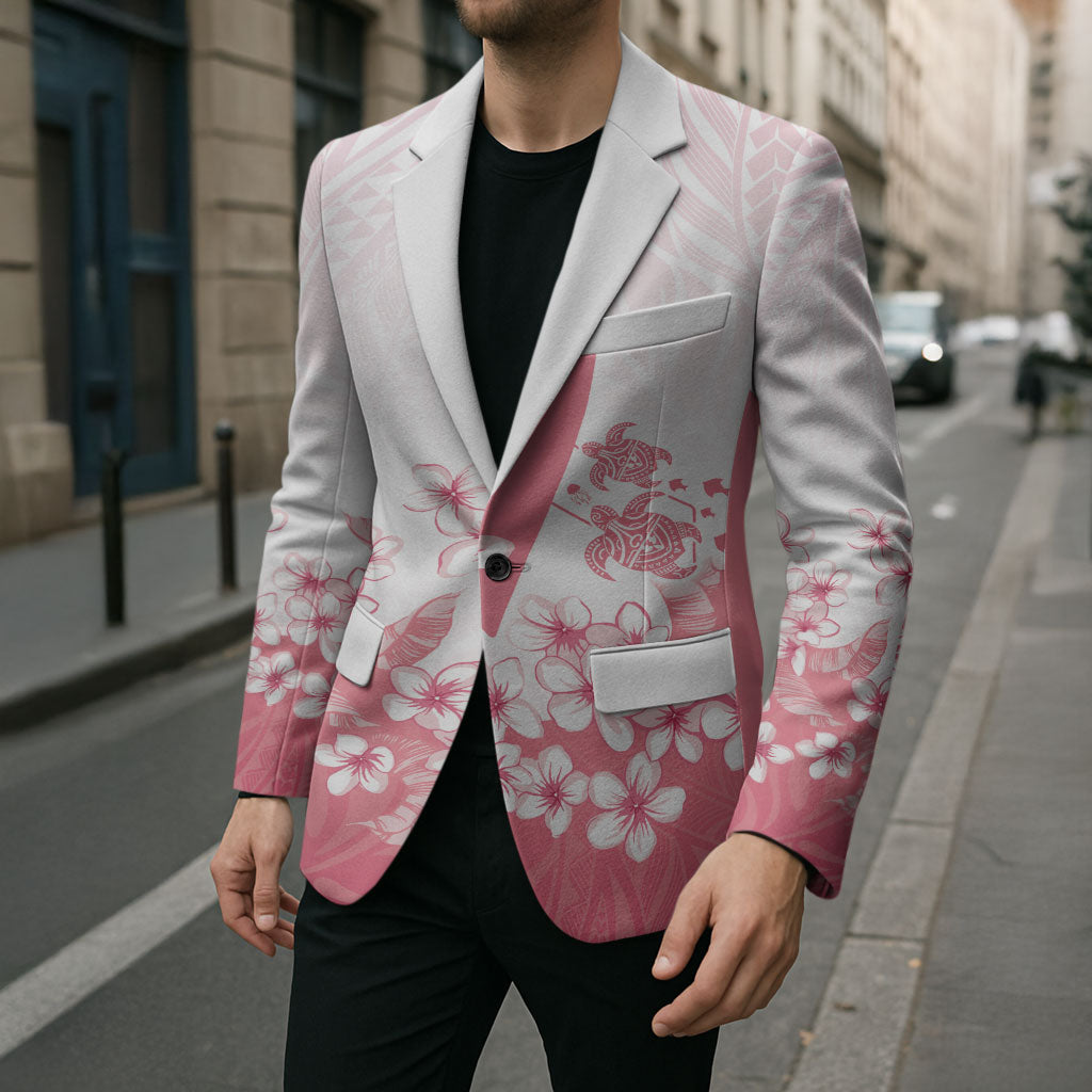 Breast Cancer Awareness Polynesian Blazer Floral Pink Ribbon