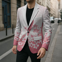 Breast Cancer Awareness Polynesian Blazer Floral Pink Ribbon