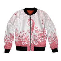 Breast Cancer Awareness Polynesian Bomber Jacket Floral Pink Ribbon
