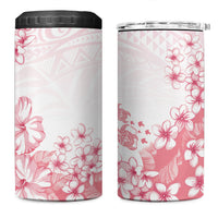 Breast Cancer Awareness Polynesian 4 in 1 Can Cooler Tumbler Floral Pink Ribbon