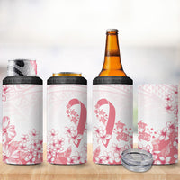 Breast Cancer Awareness Polynesian 4 in 1 Can Cooler Tumbler Floral Pink Ribbon