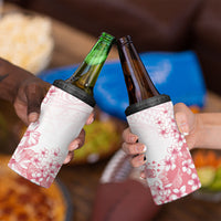 Breast Cancer Awareness Polynesian 4 in 1 Can Cooler Tumbler Floral Pink Ribbon