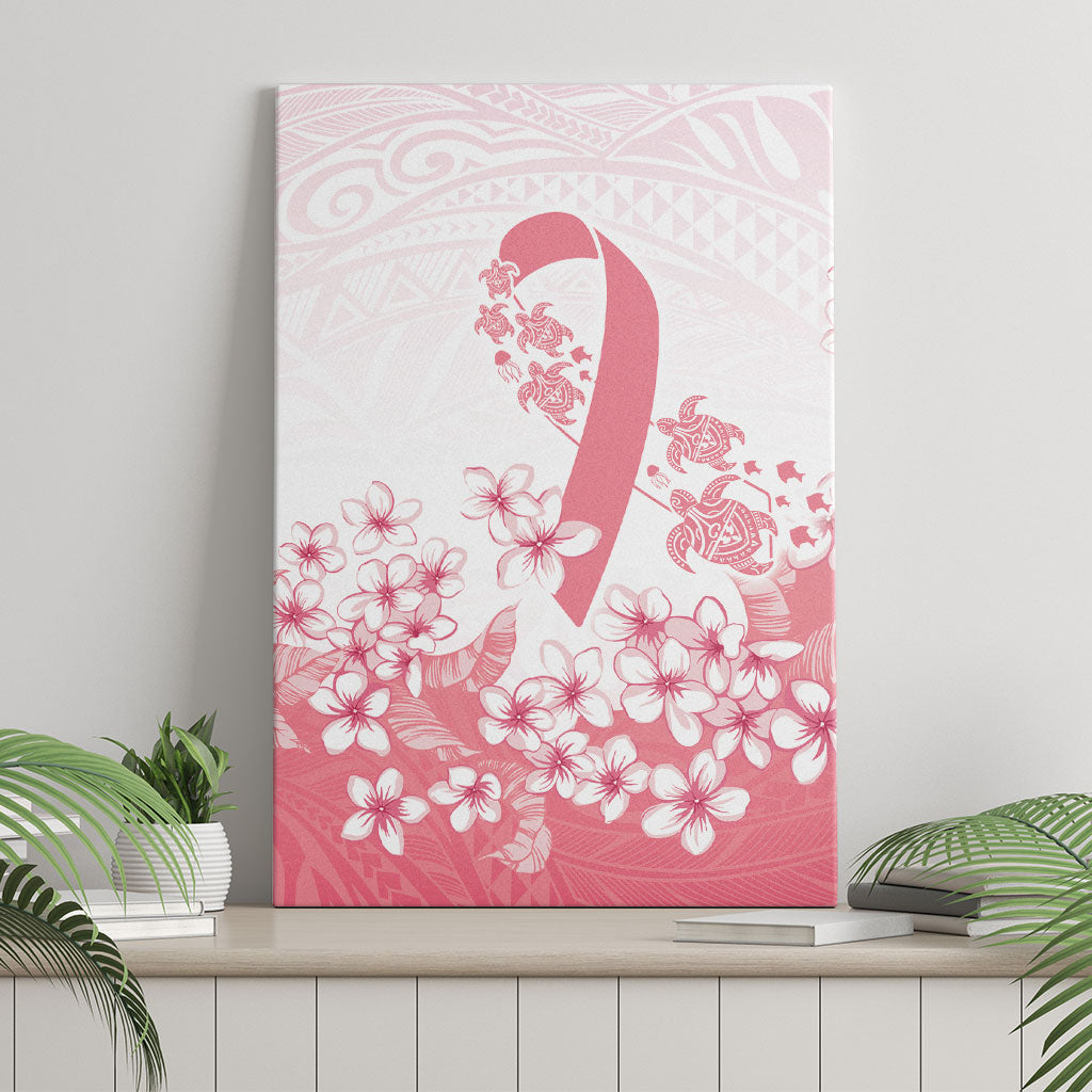 Breast Cancer Awareness Polynesian Canvas Wall Art Floral Pink Ribbon