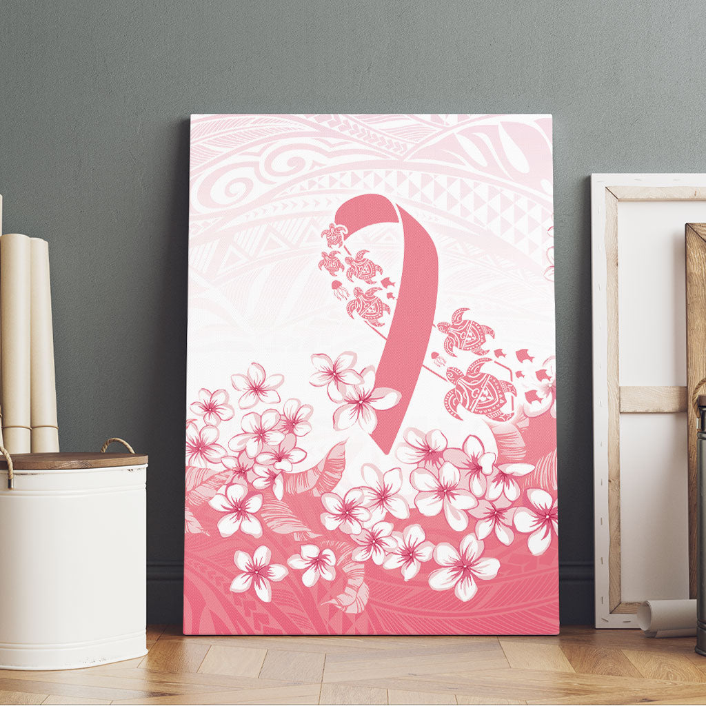 Breast Cancer Awareness Polynesian Canvas Wall Art Floral Pink Ribbon