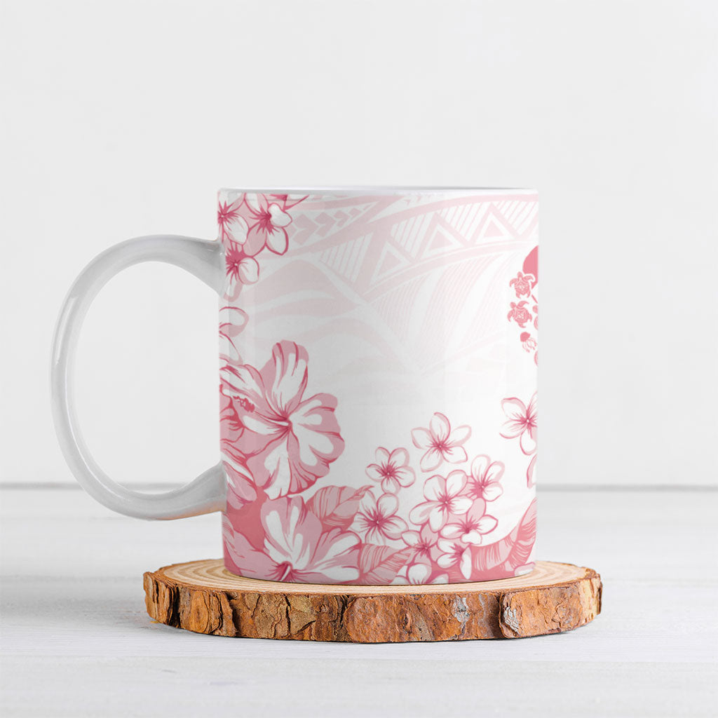 Breast Cancer Awareness Polynesian Ceramic Mug Floral Pink Ribbon