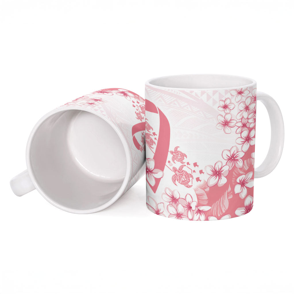 Breast Cancer Awareness Polynesian Ceramic Mug Floral Pink Ribbon