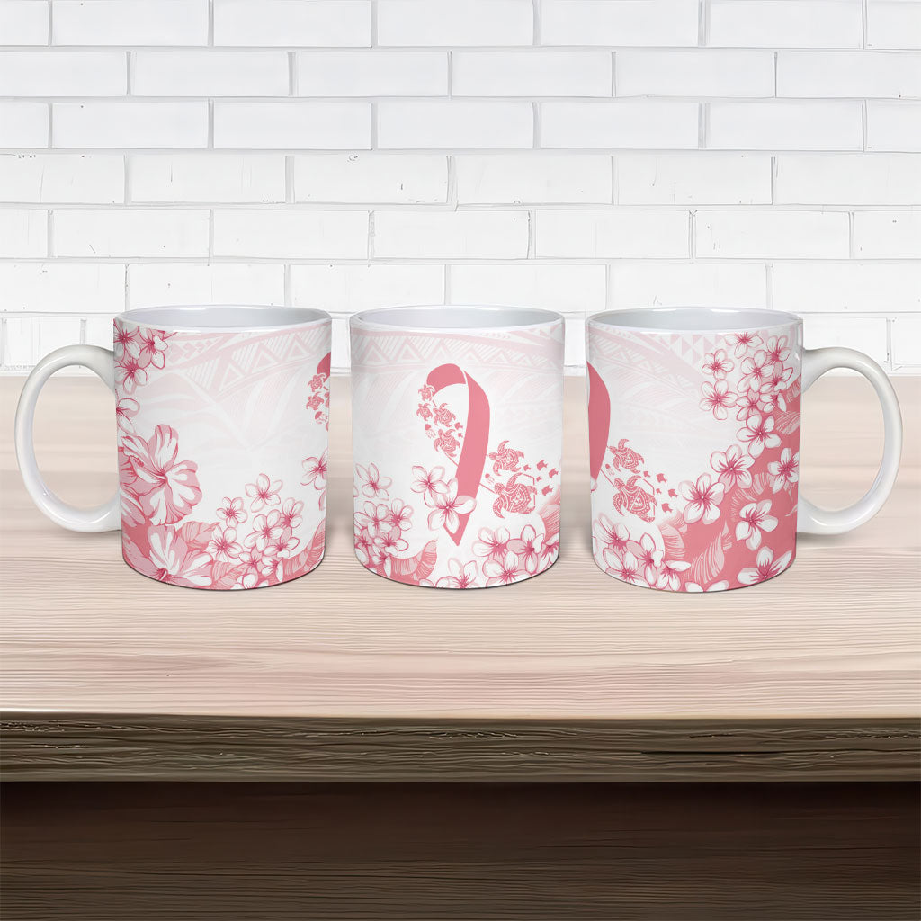 Breast Cancer Awareness Polynesian Ceramic Mug Floral Pink Ribbon