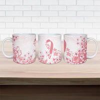 Breast Cancer Awareness Polynesian Ceramic Mug Floral Pink Ribbon