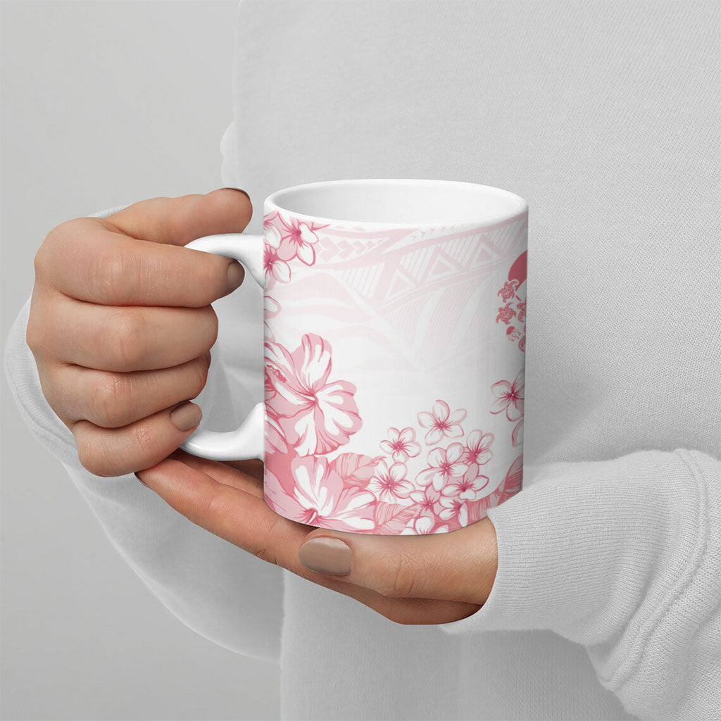 Breast Cancer Awareness Polynesian Ceramic Mug Floral Pink Ribbon