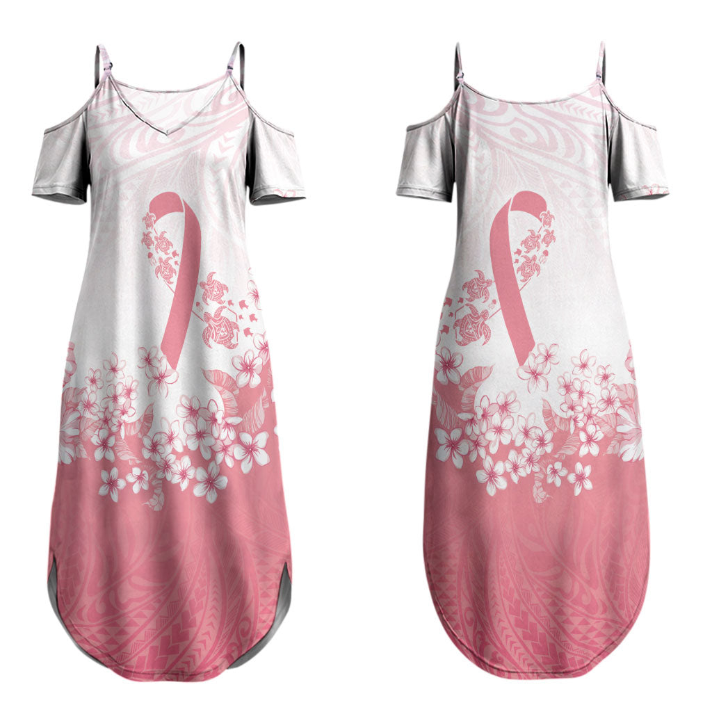 Breast Cancer Awareness Polynesian Couples Matching Summer Maxi Dress and Long Sleeve Button Shirt Floral Pink Ribbon