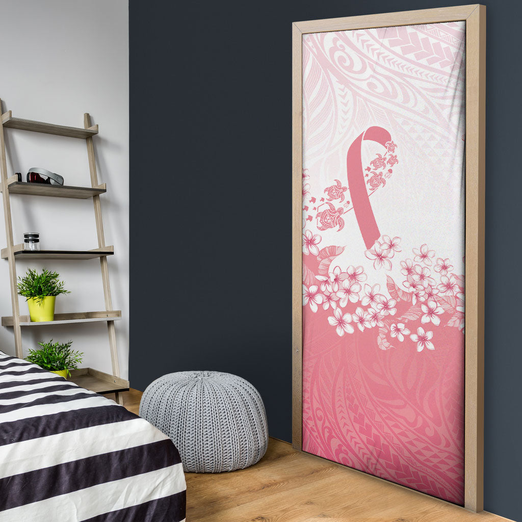 Breast Cancer Awareness Polynesian Door Cover Floral Pink Ribbon
