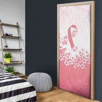 Breast Cancer Awareness Polynesian Door Cover Floral Pink Ribbon