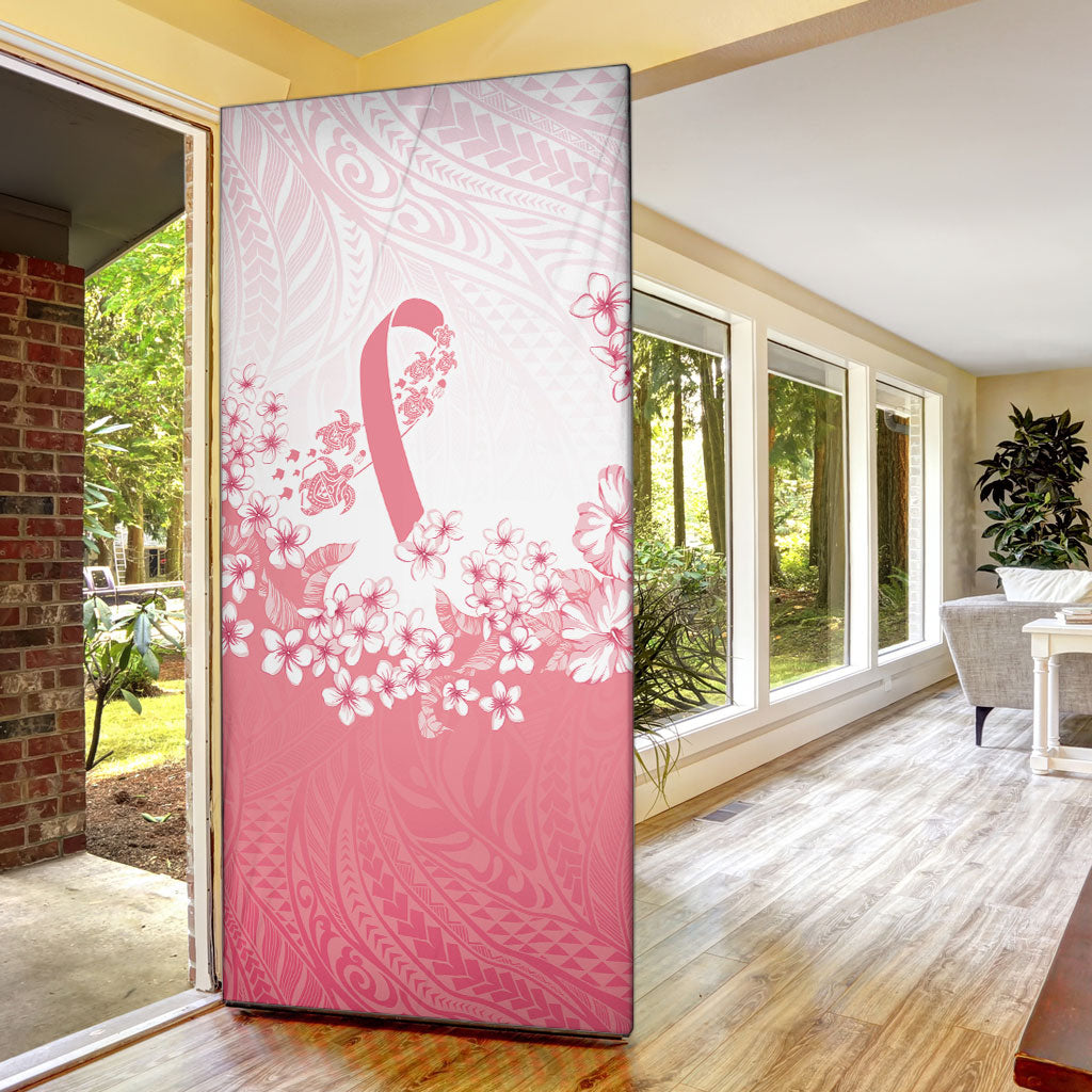 Breast Cancer Awareness Polynesian Door Cover Floral Pink Ribbon
