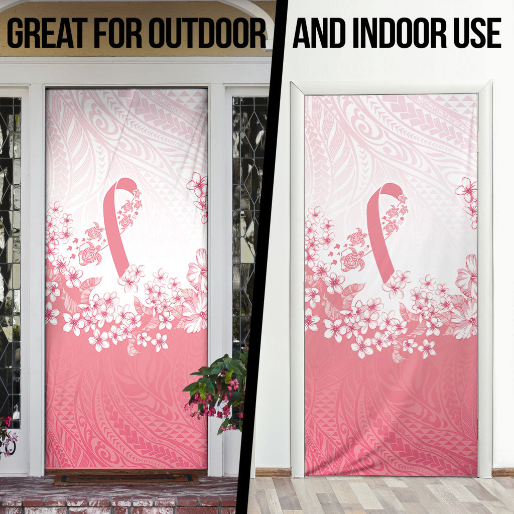 Breast Cancer Awareness Polynesian Door Cover Floral Pink Ribbon