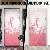 Breast Cancer Awareness Polynesian Door Cover Floral Pink Ribbon