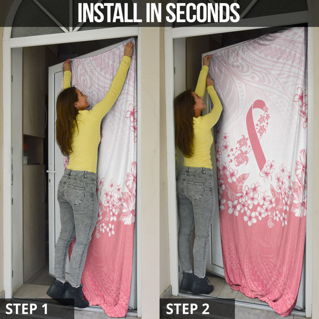 Breast Cancer Awareness Polynesian Door Cover Floral Pink Ribbon