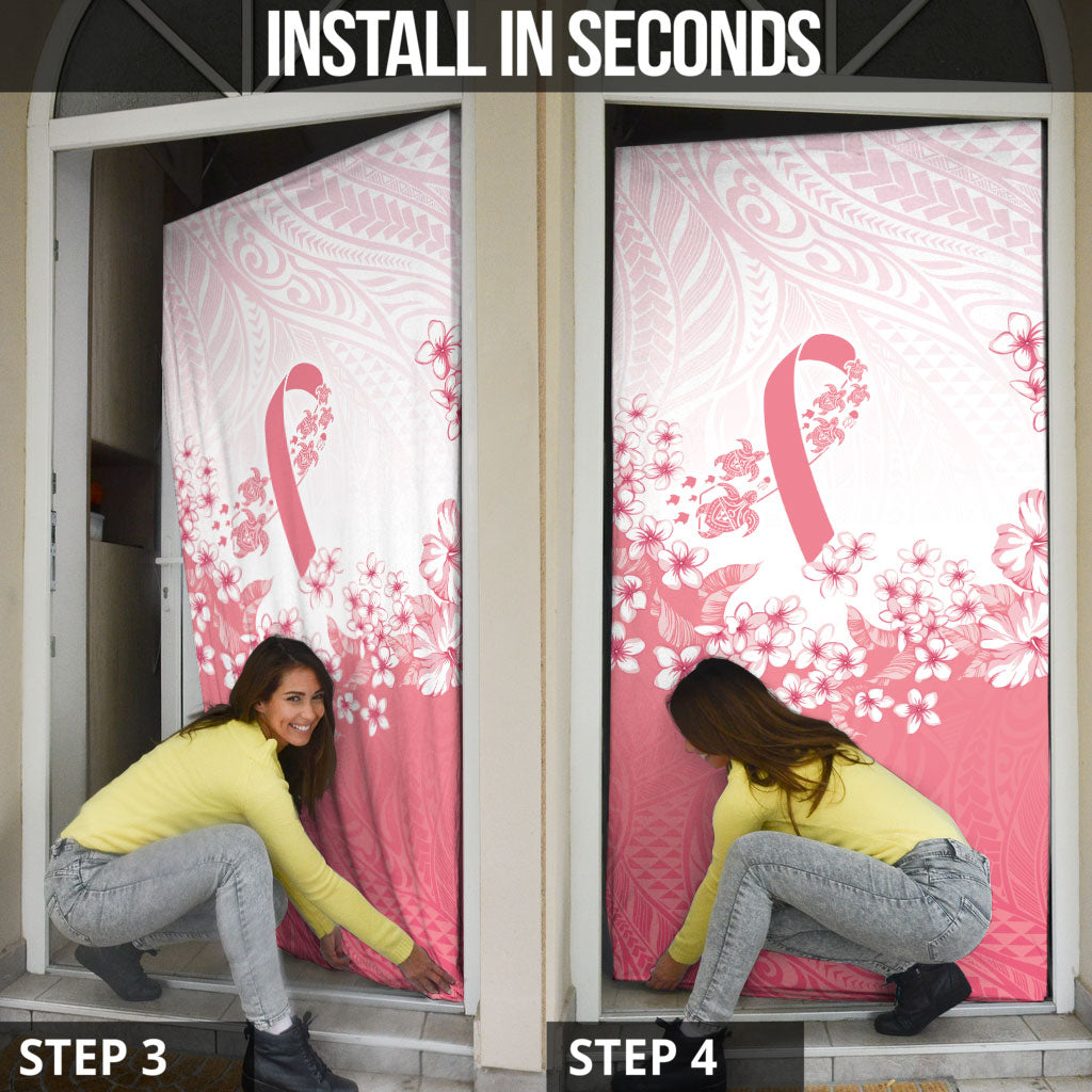 Breast Cancer Awareness Polynesian Door Cover Floral Pink Ribbon