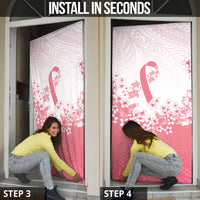 Breast Cancer Awareness Polynesian Door Cover Floral Pink Ribbon