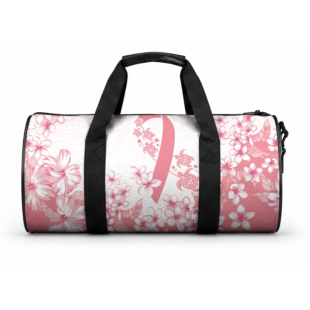 Breast Cancer Awareness Polynesian Duffle Bag Floral Pink Ribbon